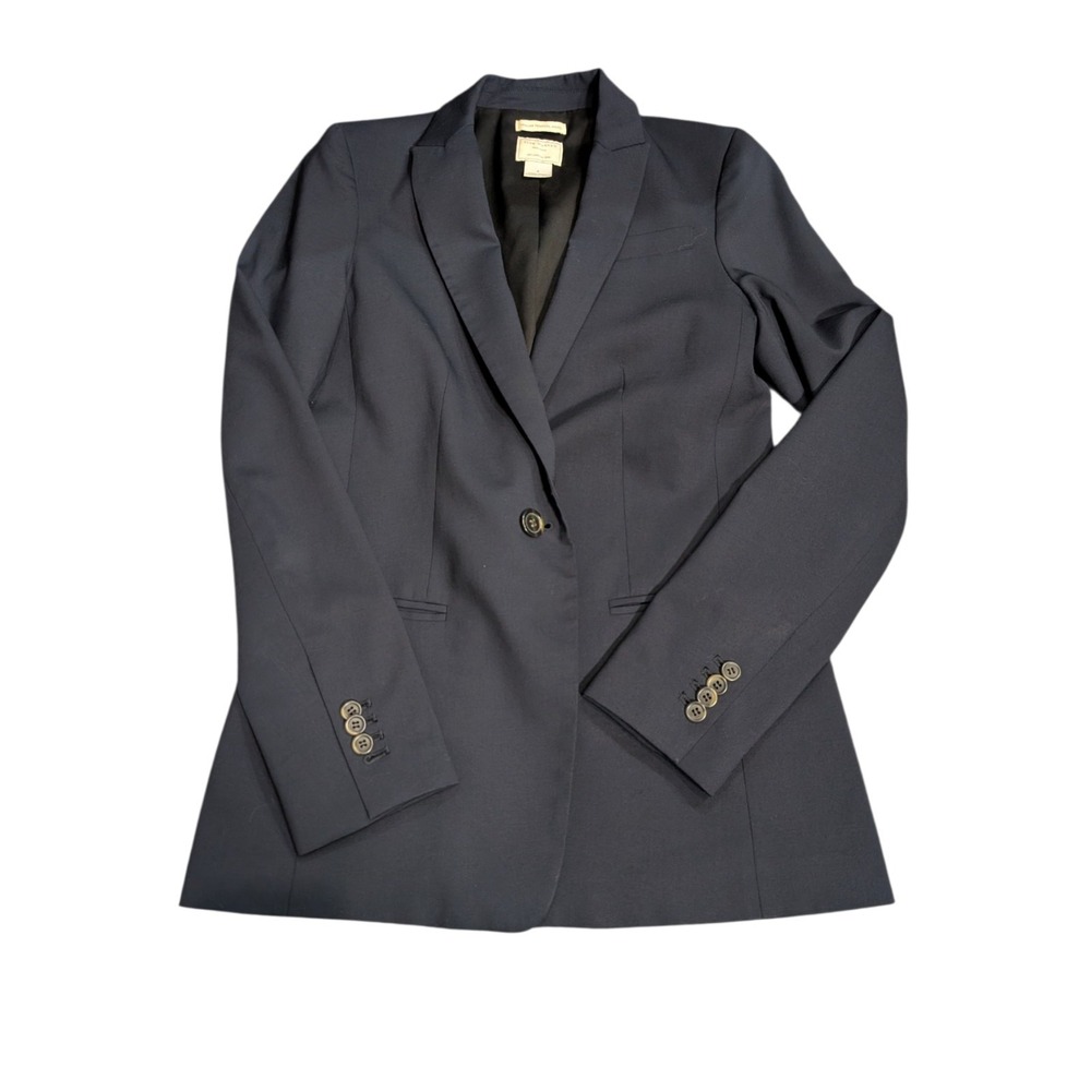 Club Monaco Navy Blue Italian Tropical Wool Blazer Jacket Women's Size 4